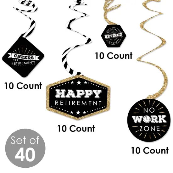Big Dot of Happiness Happy Retirement - Retirement Party Hanging Decor - Party Decoration Swirls - Set of 40 {6}