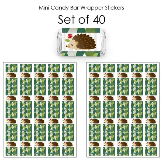 Big Dot of Happiness Forest Hedgehogs - Mini Candy Bar Wrapper Stickers - Woodland Birthday Party or Baby Shower Small Favors - 40 Count {4}