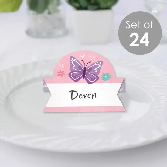 Big Dot of Happiness Beautiful Butterfly - Floral Baby Shower or Birthday Party Tent Buffet Card - Table Setting Name Place Cards - Set of 24 {3}