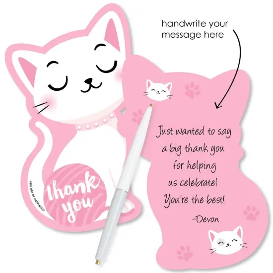 Big Dot of Happiness Purr-fect Kitty Cat - Shaped Thank You Cards - Kitten Baby Shower Birthday Party Thank You Note Cards with Envelopes - Set of 12 {3}