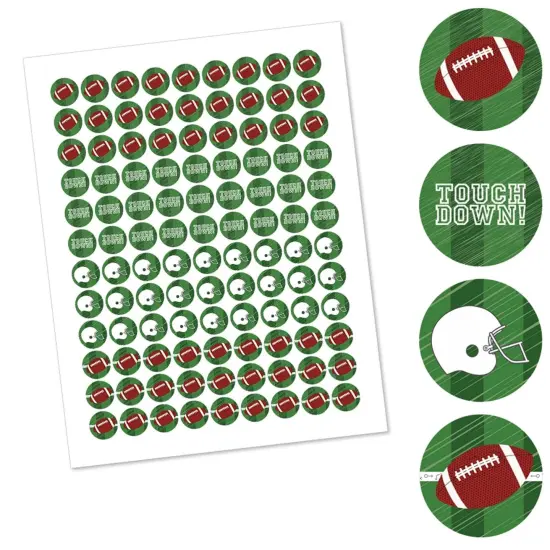 Big Dot of Happiness End Zone - Football - Baby Shower or Birthday Party Round Candy Sticker Favors - Labels Fits Chocolate Candy (1 sheet of 108) {3}