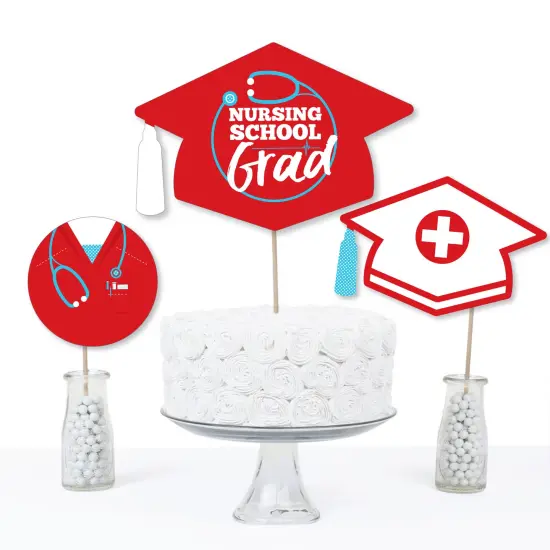 Big Dot of Happiness Nurse Graduation - Medical Nursing Graduation Party Centerpiece Sticks - Table Toppers - Set of 15 {4}