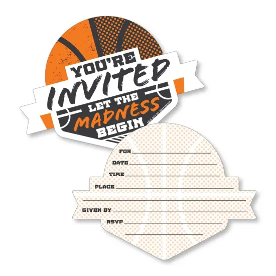 Big Dot of Happiness Basketball - Let the Madness Begin - Shaped Fill-In Invites - College Basketball Party Invite Cards with Envelopes - Set of 12 {1}