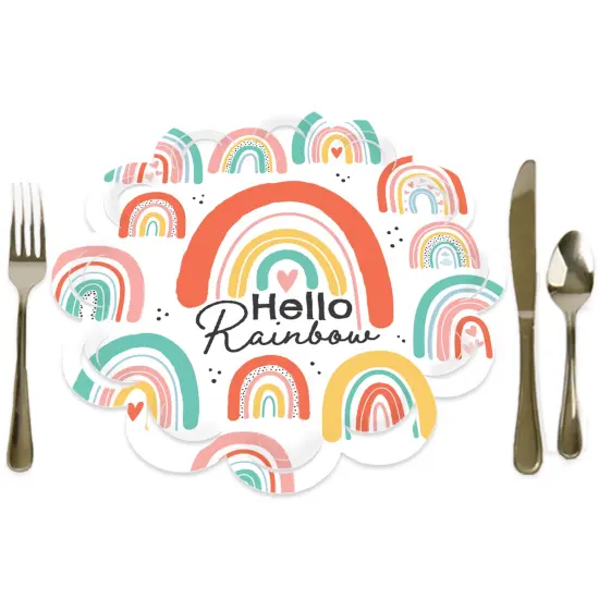 Big Dot of Happiness Hello Rainbow - Boho Baby Shower and Birthday Party Round Table Decorations - Paper Chargers - Place Setting For 12 {1}