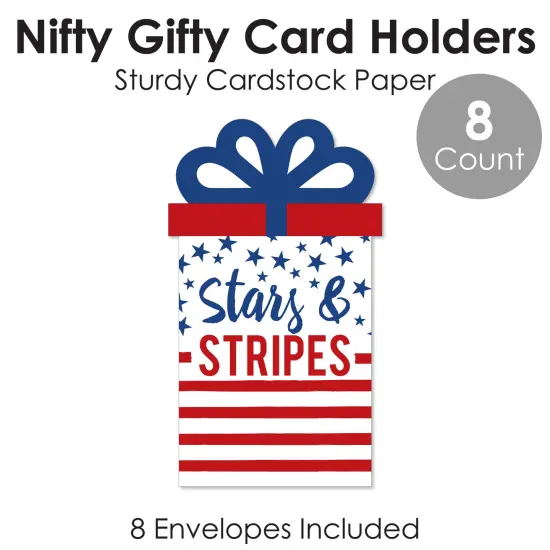 Big Dot of Happiness Stars & Stripes - Patriotic Party Money and Gift Card Sleeves - Nifty Gifty Card Holders - Set of 8 {6}