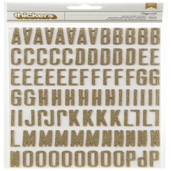 Thickers Shimelle Alphabet Stickers - Fitzgerald Font, Gold Glitter, 183pcs {1}