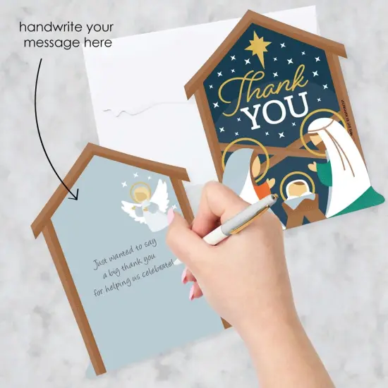Big Dot of Happiness Holy Nativity - Shaped Thank You Cards - Manger Scene Religious Christmas Shaped Thank You Cards with Envelopes - Set of 12 {3}