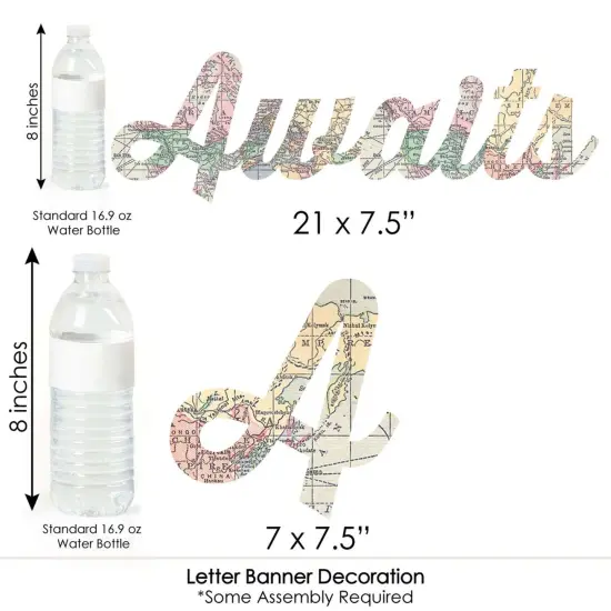 Big Dot of Happiness World Awaits - Travel Themed Party Letter Banner Decoration - 36 Banner Cutouts and Adventure Awaits Banner Letters {7}