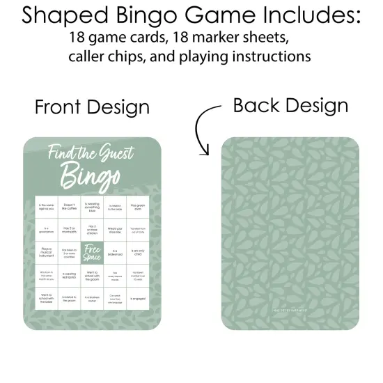 Big Dot of Happiness Sage Green Elegantly Simple - Find the Guest Bingo Cards and Markers - Wedding & Bridal Shower Bingo GameSet of 18 {4}