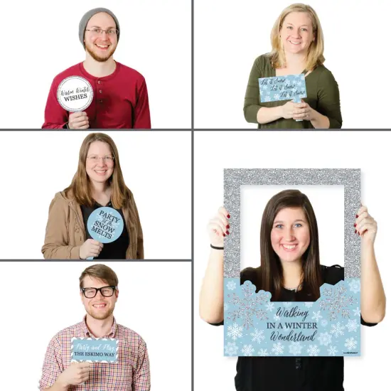 Big Dot of Happiness Winter Wonderland - Snowflake Holiday Party & Winter Wedding Selfie Photo Booth Picture Frame & Props -Printed on Sturdy Material {3}