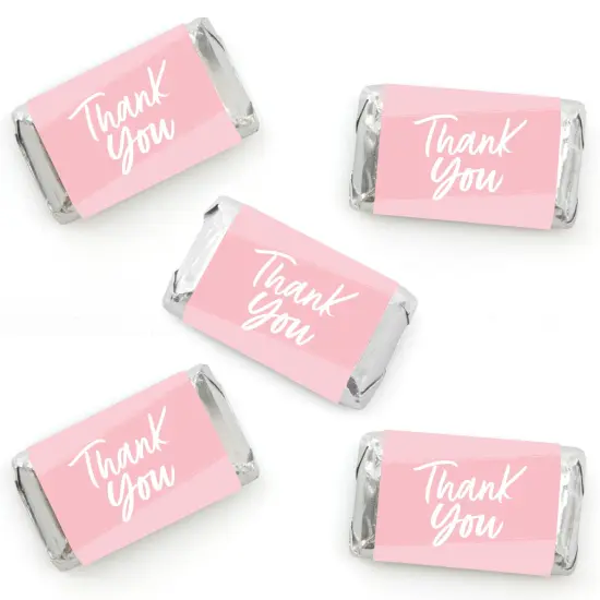 Big Dot of Happiness Pink Elegantly Simple - Mini Candy Bar Wrapper Stickers Party Small Favors 40 Ct {1}