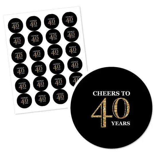 Big Dot of Happiness Adult 40th Birthday - Gold - Birthday Party Circle Sticker Labels - 24 Count {3}