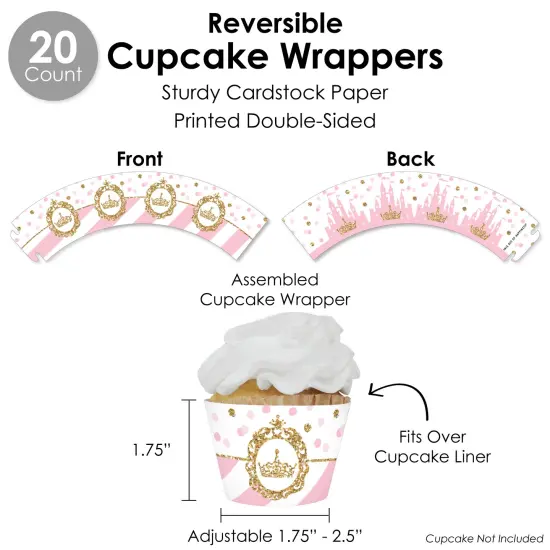 Big Dot of Happiness Little Princess Crown - Pink & Gold Baby Shower or Birthday Party Favors and Cupcake Kit - Fabulous Favor Party Pack - 100 Pieces {6}