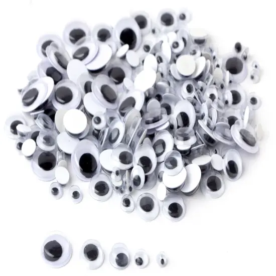 CousinDIY Paste-On Wiggle Eyes 5mm To 15mm 200/Pkg-Black {3}