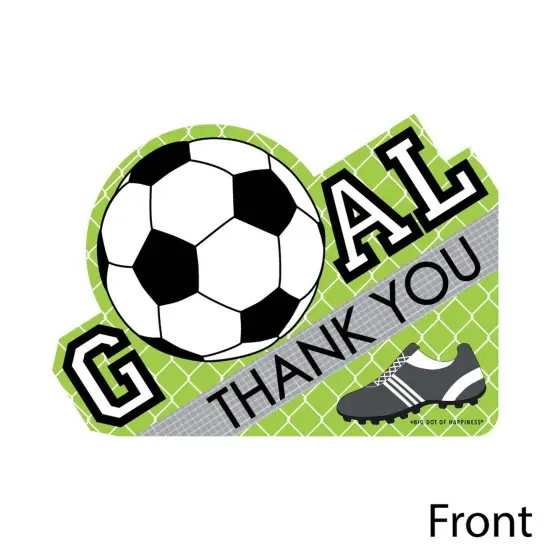 Big Dot of Happiness Goaaal - Soccer - Shaped Thank You Cards - Baby Shower or Birthday Party Thank You Note Cards with Envelopes - Set of 12 {4}