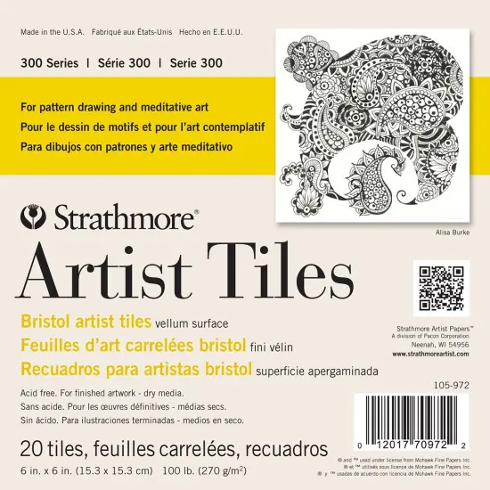 Strathmore Artist Tiles 6"X6" 20/Pkg-Bristol Vellum {1}