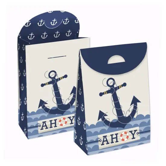 Big Dot of Happiness Ahoy - Nautical - Baby Shower or Birthday Gift Favor Bags - Party Goodie Boxes - Set of 12 {1}