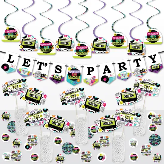 Big Dot of Happiness Through the Decades - 50s, 60s, 70s, 80s, and 90s Party Supplies Decoration Kit - Decor Galore Party Pack - 51 Pieces {1}