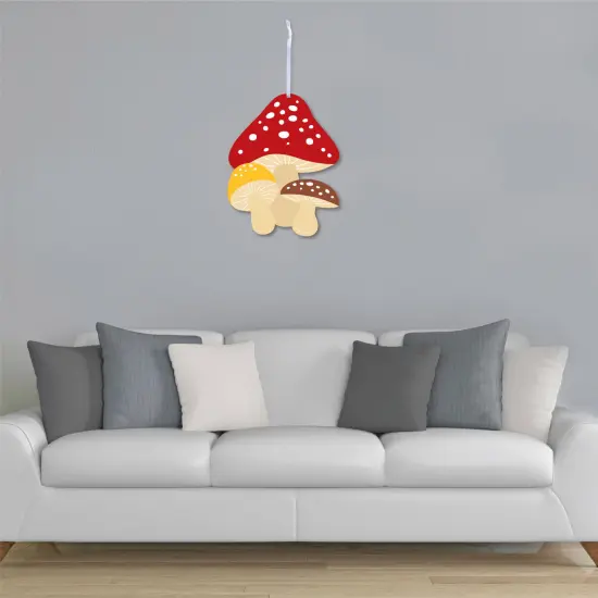 Big Dot of Happiness Wild Mushrooms - Hanging Porch Red Toadstool Decor and Party Outdoor Decorations - Front Door Decor - 1 Piece Sign {4}
