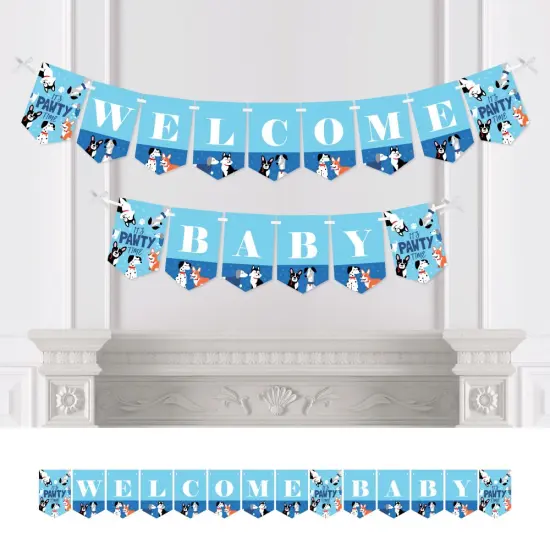 Big Dot of Happiness Pawty Like a Puppy - Dog Baby Shower Bunting Banner - Party Decorations - Baby Shower {1}