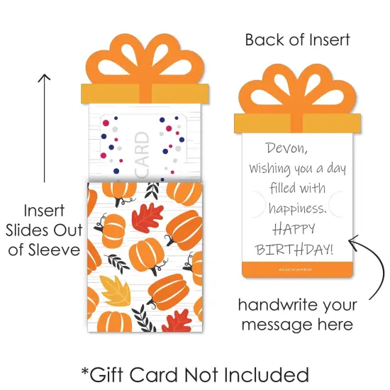 Big Dot of Happiness Fall Pumpkin - Halloween or Thanksgiving Party Money and Gift Card Sleeves - Nifty Gifty Card Holders - Set of 8 {7}