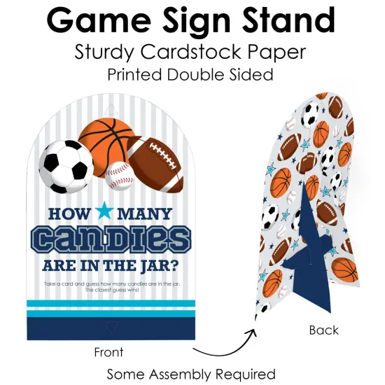 Big Dot of Happiness Go, Fight, Win - Sports - How Many Candies Baby Shower or Birthday Party Game - 1 Stand and 40 Cards - Candy Guessing Game {6}