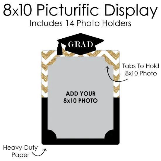 Big Dot of Happiness Gold Graduation 8 x 10 inches K-12 School Photo Holder - DIY Party Decor - Picturific Display {7}