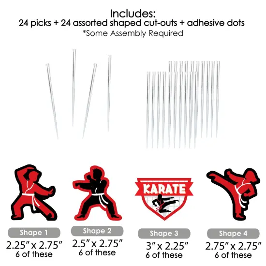 Big Dot of Happiness Karate Master - Dessert Cupcake Toppers - Martial Arts Birthday Party Clear Treat Picks - Set of 24 {7}
