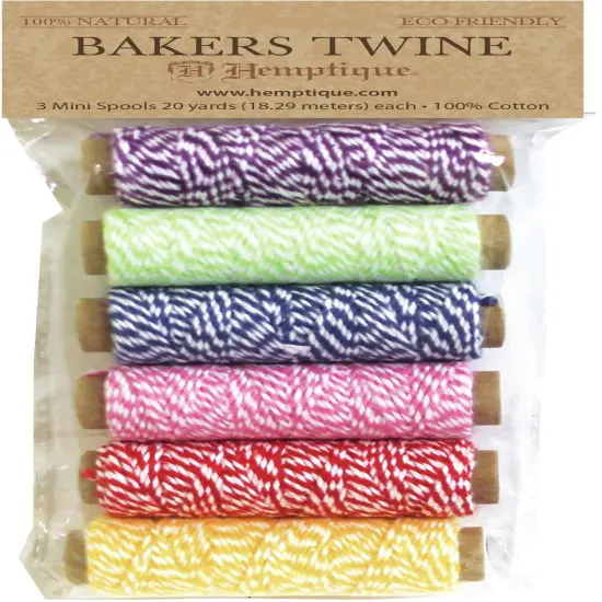 Hemptique Cotton Baker's Twine Mini Spools 2-Ply 6/Pkg-Rainbow {1}