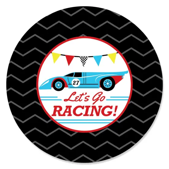 Big Dot of Happiness Let's Go Racing - Racecar - Baby Shower or Race Car Birthday Party Circle Sticker Labels - 24 Count {1}