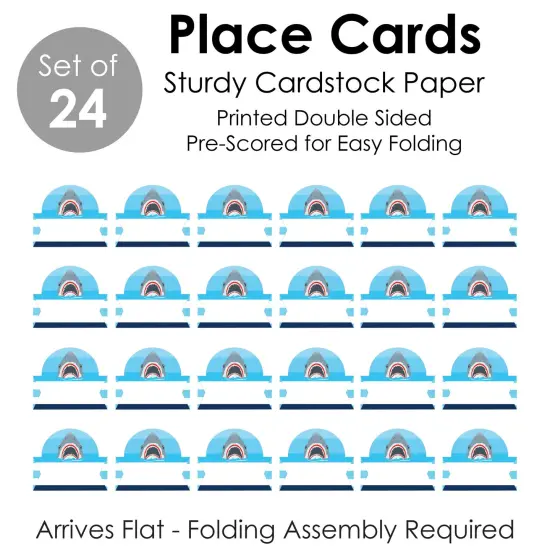 Big Dot of Happiness Shark Zone - Jawsome Shark Party or Birthday Party Tent Buffet Card - Table Setting Name Place Cards - Set of 24 {7}