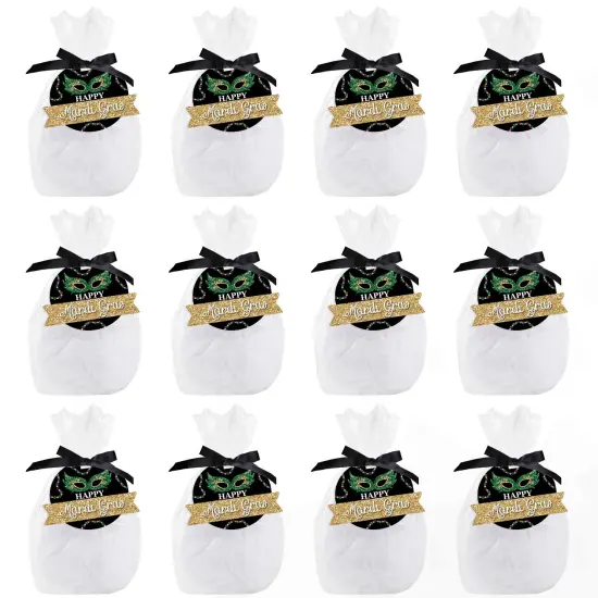 Big Dot of Happiness Mardi Gras - Masquerade Party Clear Goodie Favor Bags - Treat Bags With Tags - Set of 12 {7}