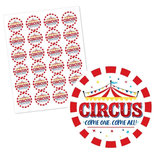 Big Dot of Happiness Carnival - Step Right Up Circus - Carnival Themed Circle Sticker Labels - 24 Count {3}
