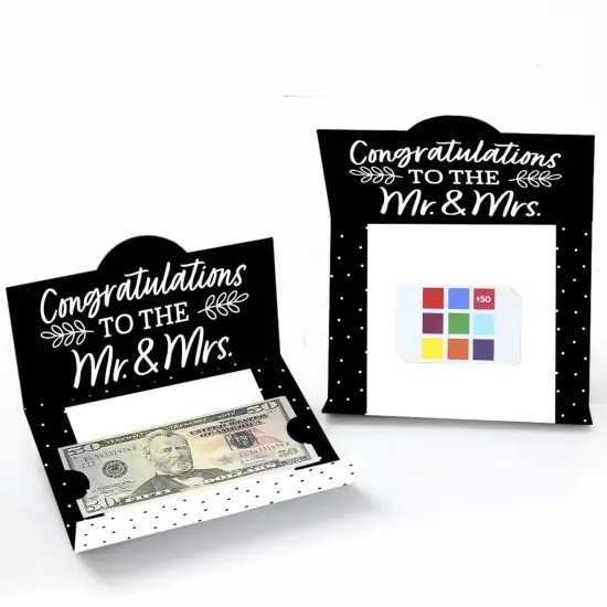 Big Dot of Happiness Mr. and Mrs. - Black and White Wedding or Bridal Shower Money and Gift Card Holders - Set of 8 {3}