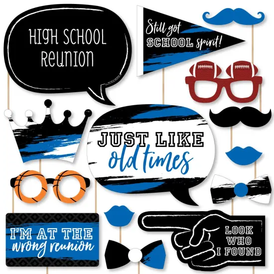 Big Dot of Happiness Reunited Blue - Royal Blue School Class Reunion Party Photo Booth Props Kit - 20 Count {1}
