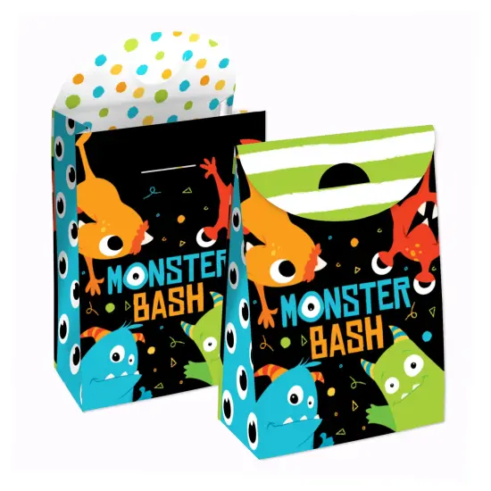 Big Dot of Happiness Monster Bash - Little Monster Birthday or Baby Shower Gift Favor Bags - Party Goodie Boxes - Set of 12 {1}