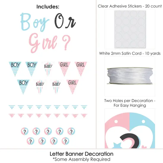 Big Dot of Happiness Baby Gender Reveal - Team Boy or Girl Party Letter Banner Decoration - 36 Banner Cutouts and Boy or Girl Banner Letters {6}
