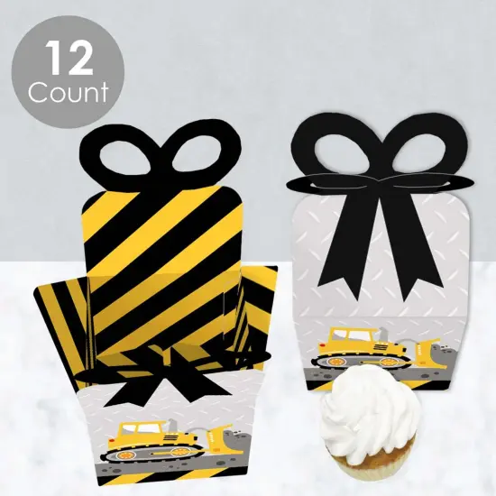 Big Dot of Happiness Dig It - Construction Party Zone - Square Favor Gift Boxes - Baby Shower or Birthday Party Bow Boxes - Set of 12 {4}