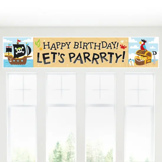 Big Dot of Happiness Pirate Ship Adventures - Happy Birthday Skull Birthday Decorations Party Banner {6}