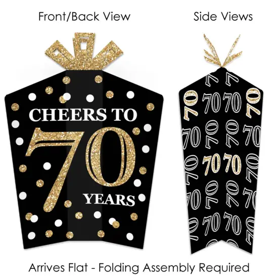 Big Dot of Happiness Adult 70th Birthday - Gold - Table Decorations - Birthday Party Fold and Flare Centerpieces - 10 Count {3}