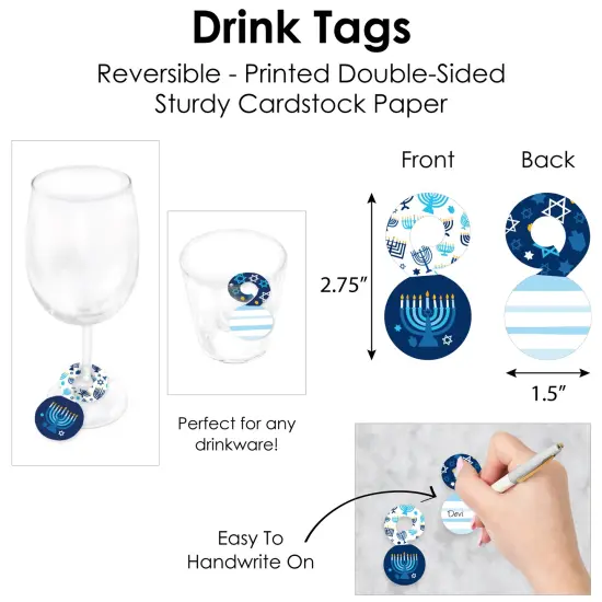 Big Dot of Happiness Hanukkah Menorah - Chanukah Holiday Party Paper Charger and Table Decorations - Chargerific Kit - Place Setting for 8 {7}