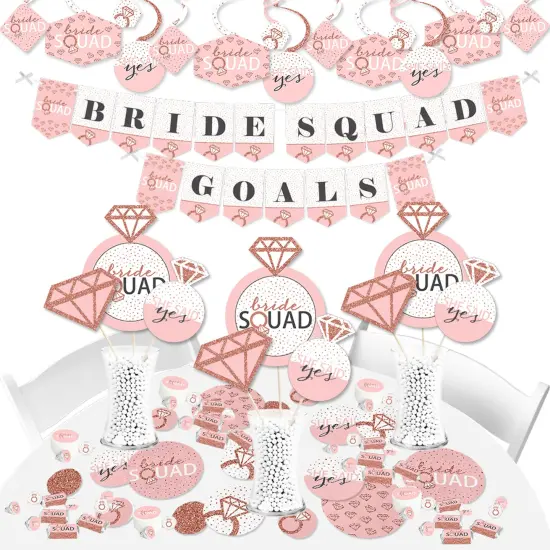 Big Dot of Happiness Bride Squad - Rose Gold Bridal Shower or Bachelorette Party Supplies - Banner Decoration Kit - Fundle Bundle {1}