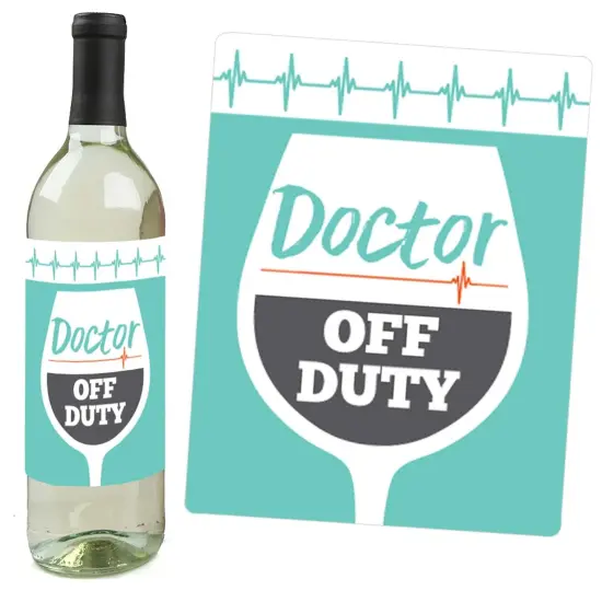 Big Dot of Happiness Medical School Grad - Doctor Graduation Party Decorations for Women and Men - Wine Bottle Label Stickers - Set of 4 {6}