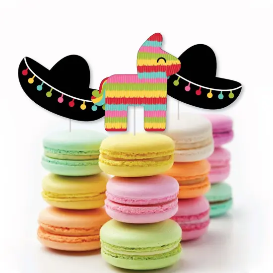 Big Dot of Happiness Let's Fiesta - Dessert Cupcake Toppers - Fiesta Party Clear Treat Picks - Set of 24 {6}