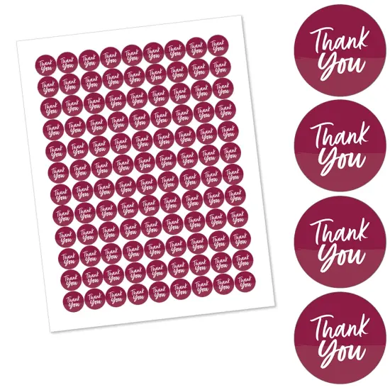 Big Dot of Happiness Burgundy Elegantly Simple - Guest Party Favors Round Candy Sticker Favors - Labels Fits Chocolate Candy (1 sheet of 108) {3}