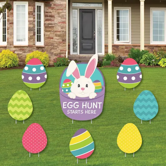 Big Dot of Happiness Easter Egg Hunt - Yard Sign and Outdoor Lawn Decorations - Easter Bunny Party Yard Signs - Set of 8 {1}