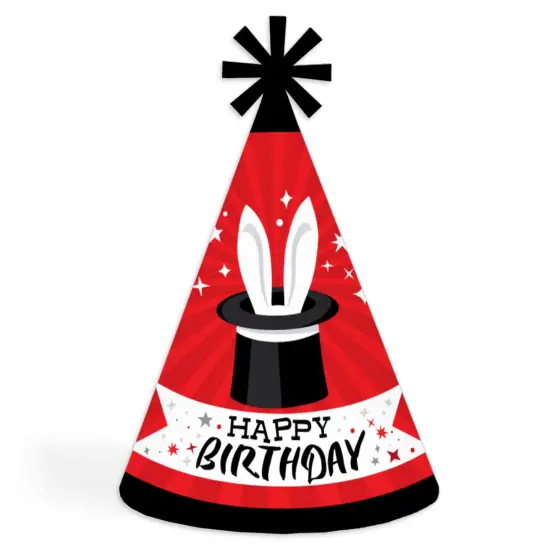 Big Dot of Happiness Ta-Da, Magic Show - Cone Happy Birthday Party Hats for Kids and Adults - Set of 8 (Standard Size) {1}