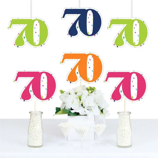 Big Dot of Happiness 70th Birthday - Cheerful Happy Birthday - Seventy Shaped Decorations DIY Seventieth Birthday Party Essentials - Set of 20 {1}