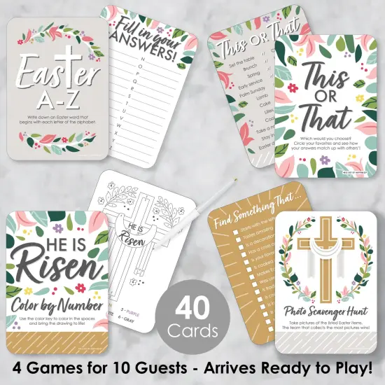 Big Dot of Happiness Religious Easter - 4 Christian Holiday Party Games - 10 Cards Each - Gamerific Bundle {3}