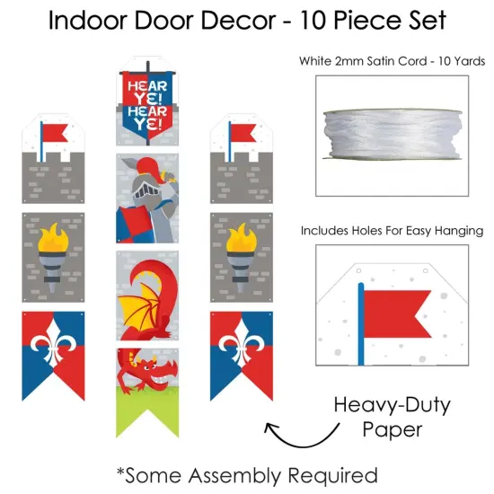 Big Dot of Happiness Calling All Knights and Dragons - Hanging Vertical Paper Door Banners - Medieval Birthday Party Wall Decor Kit -Indoor Door Decor {6}